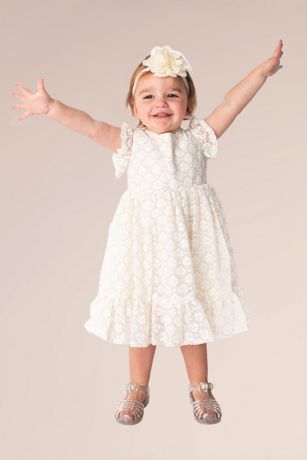 Picture of Lace Flutter Sleeve Flower Girl Dress