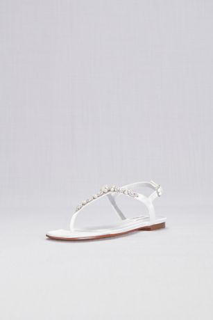 Picture of Pearl and Crystal Encrusted Dyeable T-Strap Sandal