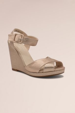 Picture of Crisscross Satin Dyeable Platform Wedge Sandals