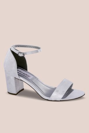 Picture of Dyeable Satin and Lace Block Heel Sandals