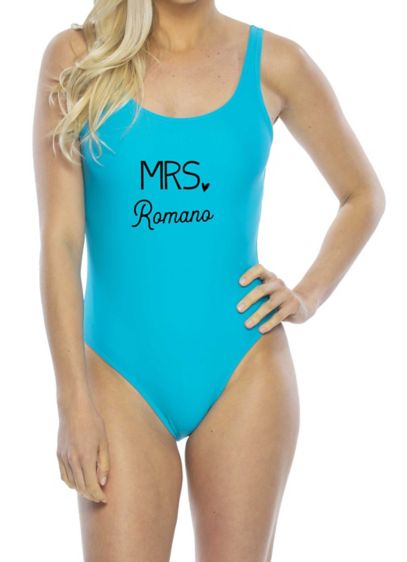 Personalized One-Piece Swimsuit - Perfect for wedding weekend splashing and honeymoon sunbathing,