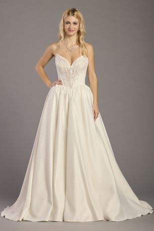 Picture of Satin Embellished Illusion Bodice Ball Gown