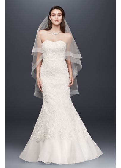 Lace Overlay  Charmeuse Wedding  Dress  with Train David s  Lace Overlay  Charmeuse Wedding  Dress  with Train David s