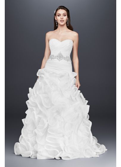 Ruffled Skirt Wedding Gown With Embellished Waist David S Bridal