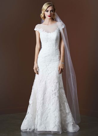 Image of wedding dress illusion neckline