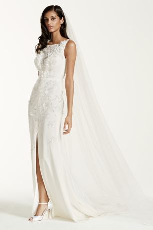 david's bridal scalloped crepe