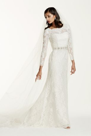 beaded lace long sleeve wedding dress