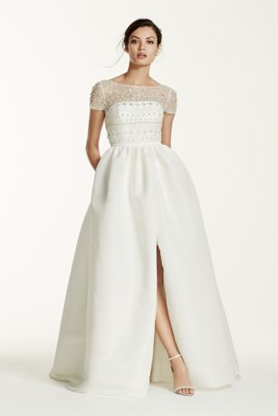 short wedding dress with detachable skirt