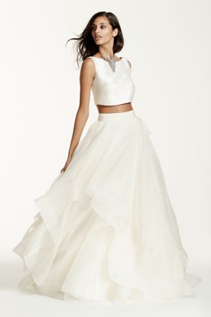 two piece crop top wedding dress