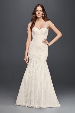 Tulle Over Lace Mermaid Wedding Dress - Davids Bridal