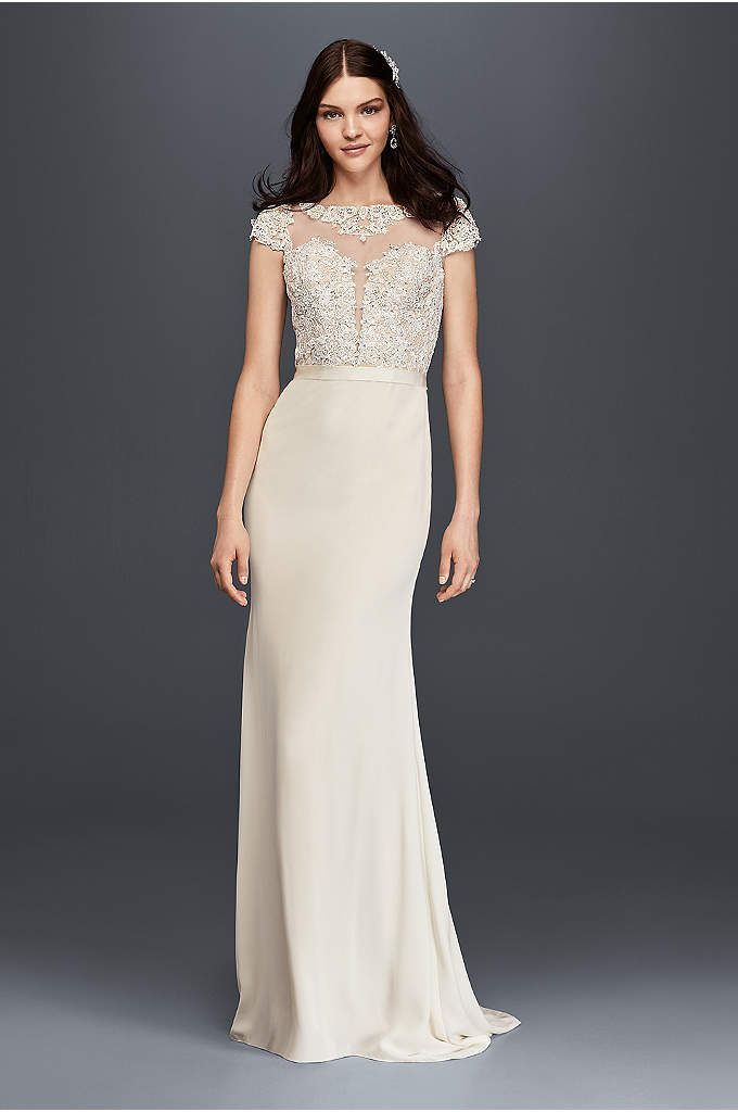 Short Lace Dress with 3/4 Sleeves - Davids Bridal