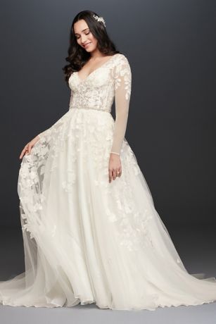 Ivory Illusion Long Sleeve Gown