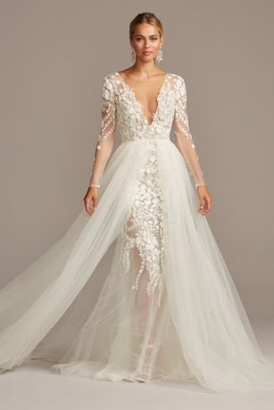 long sleeve floral wedding dress