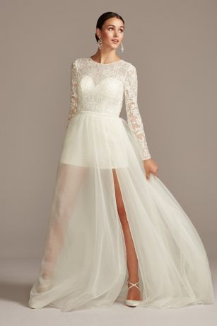 romper wedding dress with detachable skirt