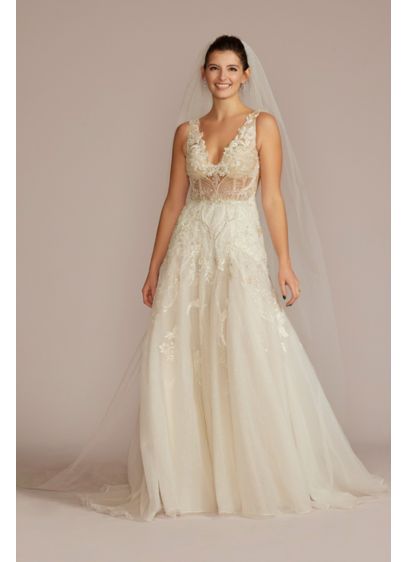 Drop Waist Beaded Applique Wedding Gown - Prepare for 