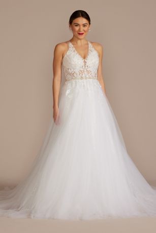 Picture of Illusion Halter Beaded Lace A-Line Wedding Dress