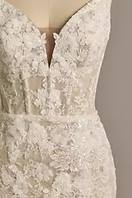Galina Signature Corset Bodice Beaded Lace Sheath Wedding Dress