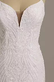 Galina Signature Strappy Allover Beaded Lace Mermaid Wedding Dress