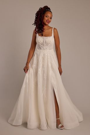 Picture of Organza Square Neck A-Line Wedding Dress