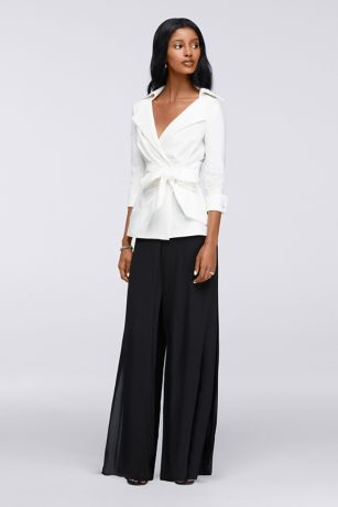 formal white wrap blouse