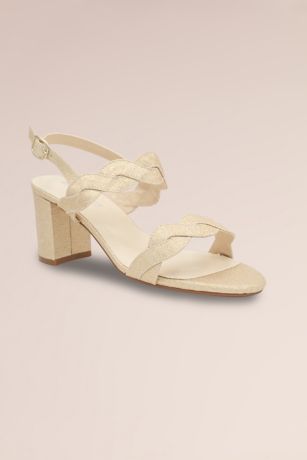 Picture of Shimmer Block Heel Sandals with Ankle Strap