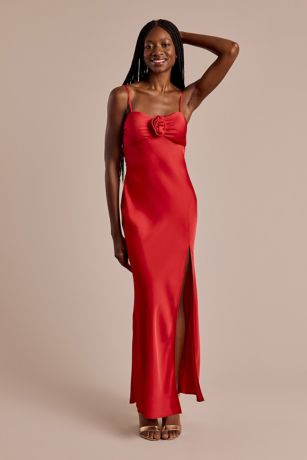 Picture of Charmeuse Spaghetti Strap Dress with Rosette