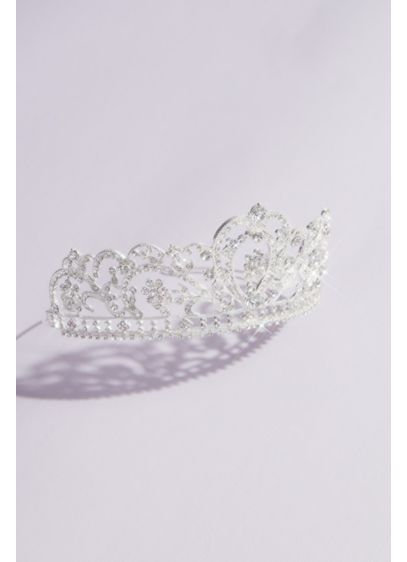 Crystal Filigree Heart Quinceanera Crown - Complete your quincea era look with this ultra-sparkly