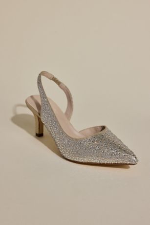 Picture of Rhinestone Embellished Pointed Toe Slingback Heels