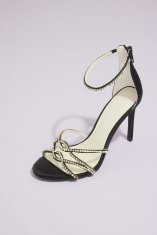 Galina Signature Black;Ivory Heeled Sandals (Entwined Crystal Satin Stilettos)