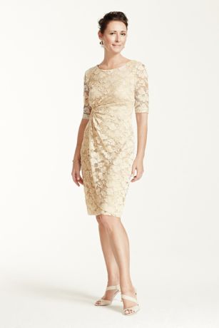 3/4 Sleeve Stretch Lace Short Dress | David's Bridal