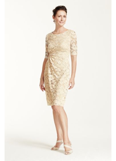 Short Sheath Elbow Sleeves Cocktail and Party Dress - Connected Apparel