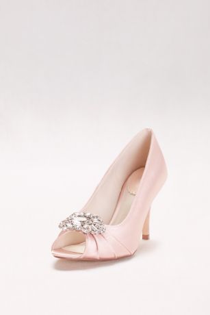 satin closed toe heels