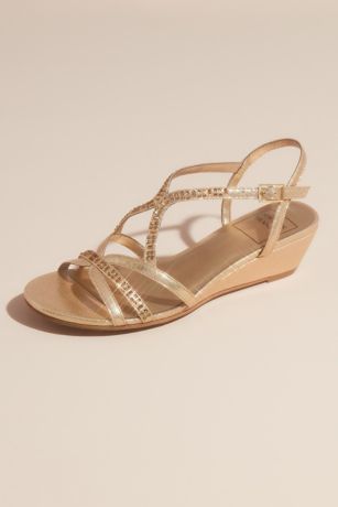 Metallic Strappy Wedge Sandals with 