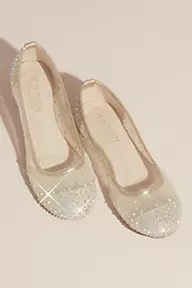 David's Bridal Illusion Toe Cap Crystal Embellished Ballet Flats