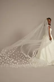 David's Bridal Cascading 3D Flower Embellished Cathedral Veil