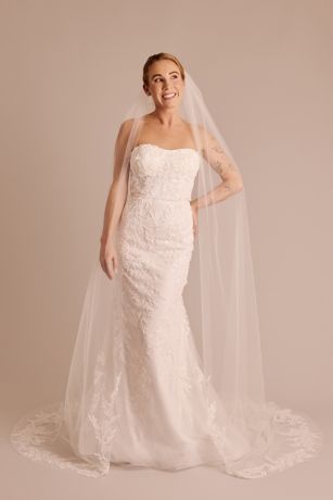 Picture of Floral Lace Applique Trim Cathedral Veil