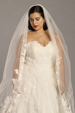 Picture of Lace Edge Floral Applique Cathedral Veil