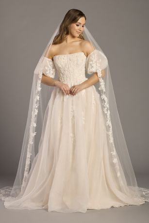 Picture of Cathedral Veil with 3D Floral Appliques