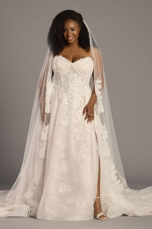 Picture of Cathedral Veil with Soutache Floral Trim