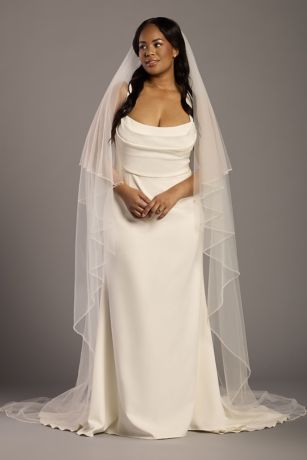 Picture of Pearl Trim Angel Cut Cathedral Veil