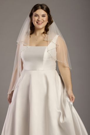 Picture of Two Tier Beaded Edge Fingertip Veil