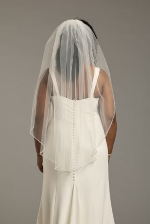 Picture of Beaded Trim Mid Length Veil