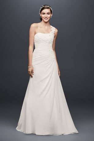 one shoulder a line wedding dress