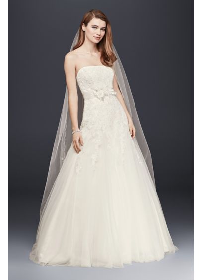 Strapless Tulle Wedding Dress with Beaded Lace - Davids Bridal