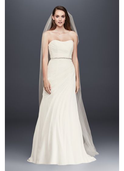 Crinkle Chiffon Wedding Dress With Draping David S Bridal