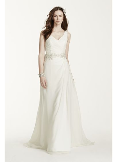 Chiffon A-Line Wedding Dress with Beaded Waist | David's Bridal