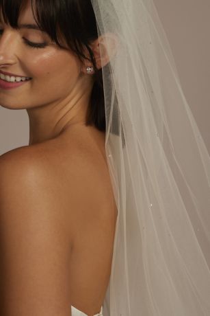 Picture of Rhinestone-Scattered Tulle Cathedral-Length Veil