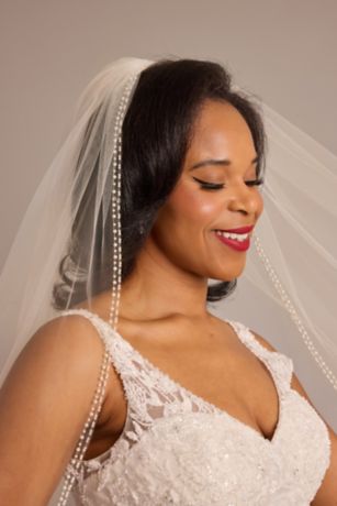Picture of Pearl Trim Walking Length Veil