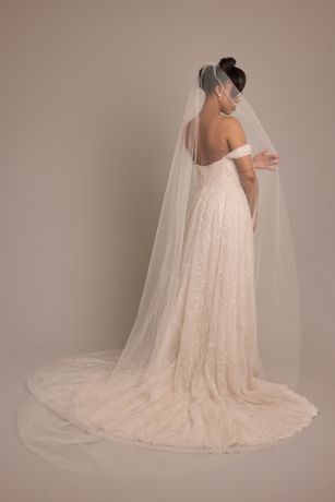 Galina Signature Scattered Rhinestone and Pearl Cathedral Veil