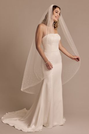 Picture of Mid-Length Veil with Scattered Pearl Edge